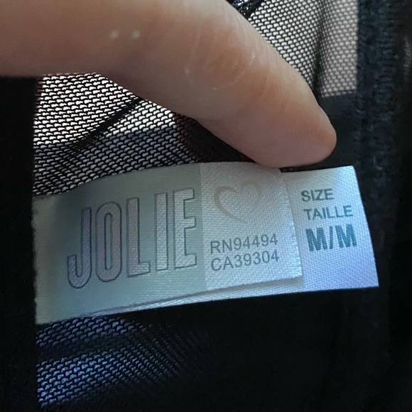 JOLIE BLACK AND RED BUSTIER CORSET MESH AND LACE TOP SIZE MEDIUM - Picture 6 of 7